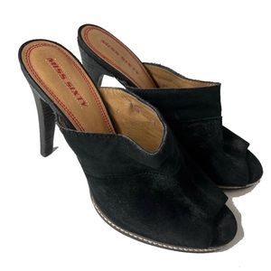 MISS SIXTY | Black Suede Totally 90s Black Mule Heels Size 7.5